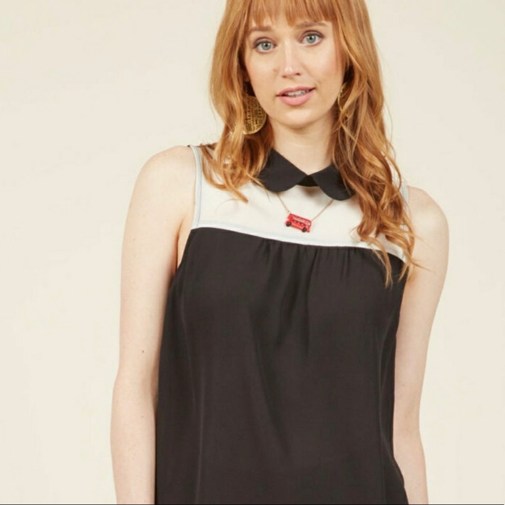 ModCloth! Peter Pan collar, color-blocked sheer blouse, work wear, 2xl / 2x